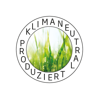 Logo Klimaneutral Kampagne Tautropfen im Gras